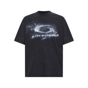 Balenciaga Men Black Crayon Loop Medium Fit T-Shirt